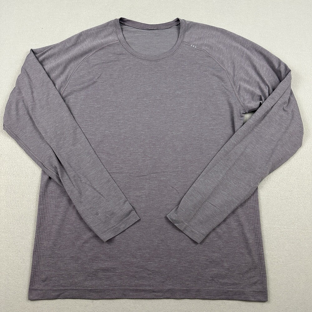 Lululemon Shirt Men 2XL Purple Long Sleeve Seamless Athletic Training Top XXL